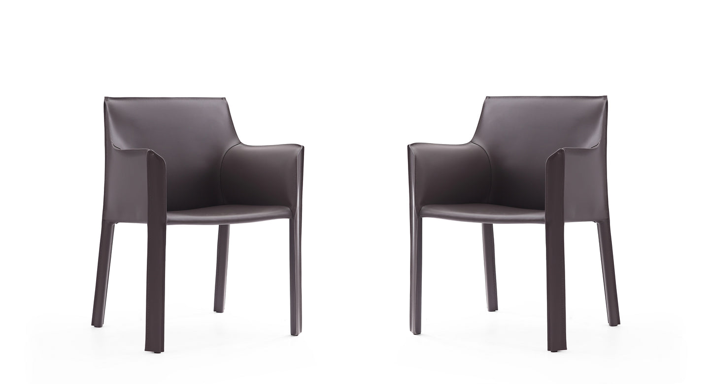 Vogue Modern Vegan Leather Dining Chair in Gray - Set of 2 2-DC033-GY