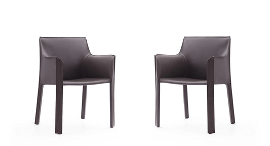 Vogue Modern Vegan Leather Dining Chair in Gray - Set of 2 2-DC033-GY