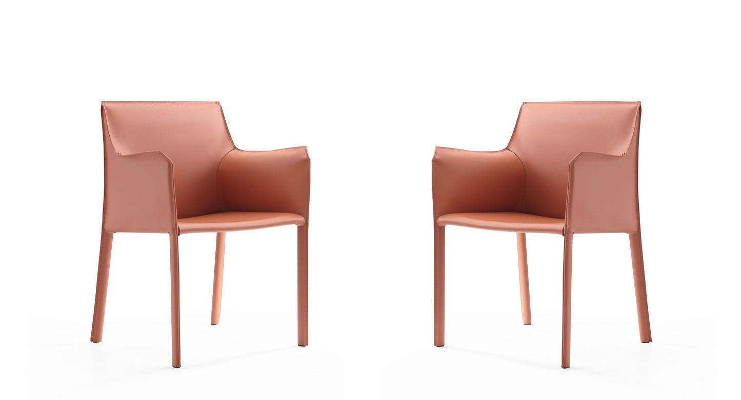 Paris Modern Vegan Leather Side Chair in Clay - Set of 2 2-DC034-CL