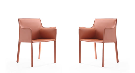 Paris Modern Vegan Leather Side Chair in Clay - Set of 2 2-DC034-CL