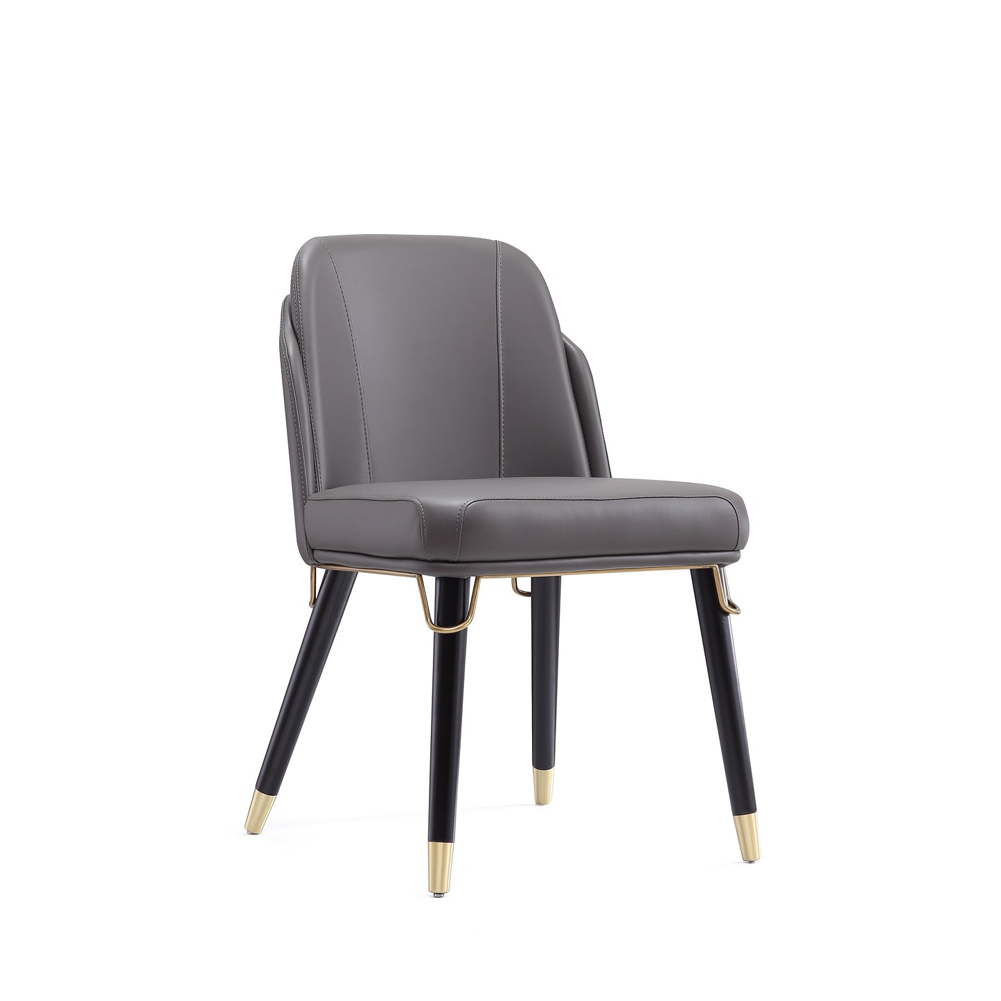 Estelle Modern Wood Vegan Leather Dining Chair in Graphite - Set of 2 2-DC042-PE