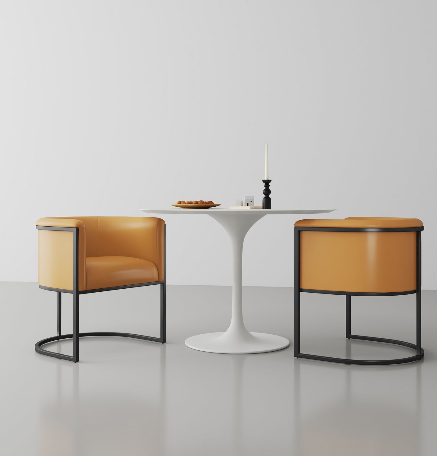 Cosmopolitan Mid-Century Modern Metal Vegan Leather Dining Chair in Camel - Set of 2 2-DC044-SA
