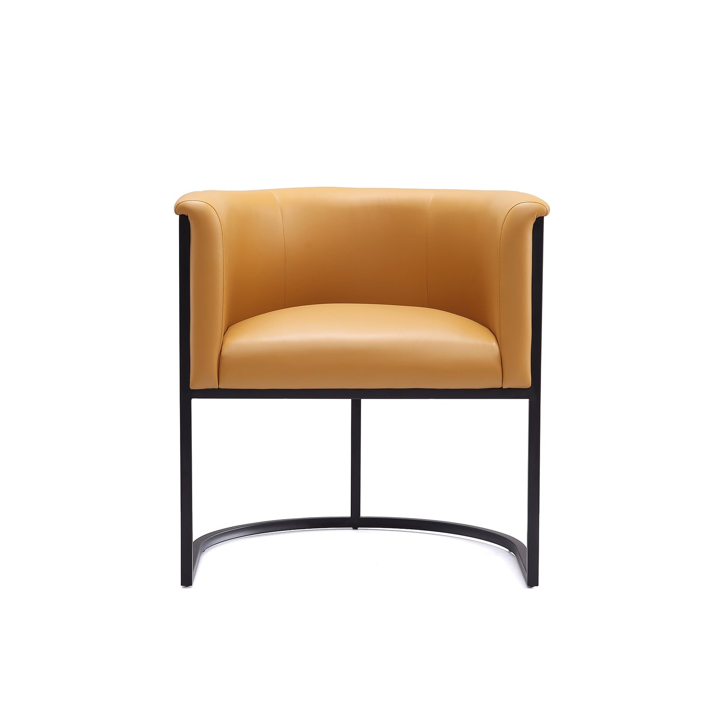 Cosmopolitan Mid-Century Modern Metal Vegan Leather Dining Chair in Camel - Set of 2 2-DC044-SA