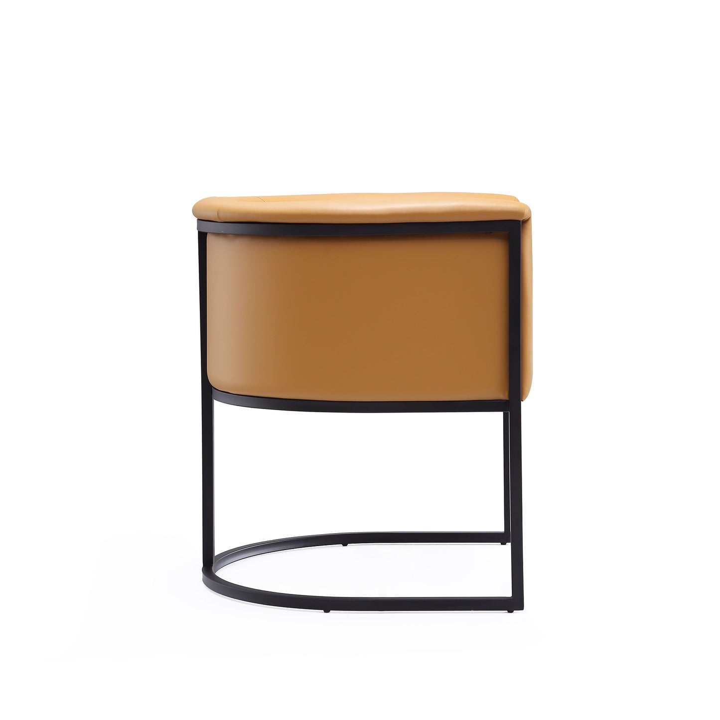 Cosmopolitan Mid-Century Modern Metal Vegan Leather Dining Chair in Camel - Set of 2 2-DC044-SA