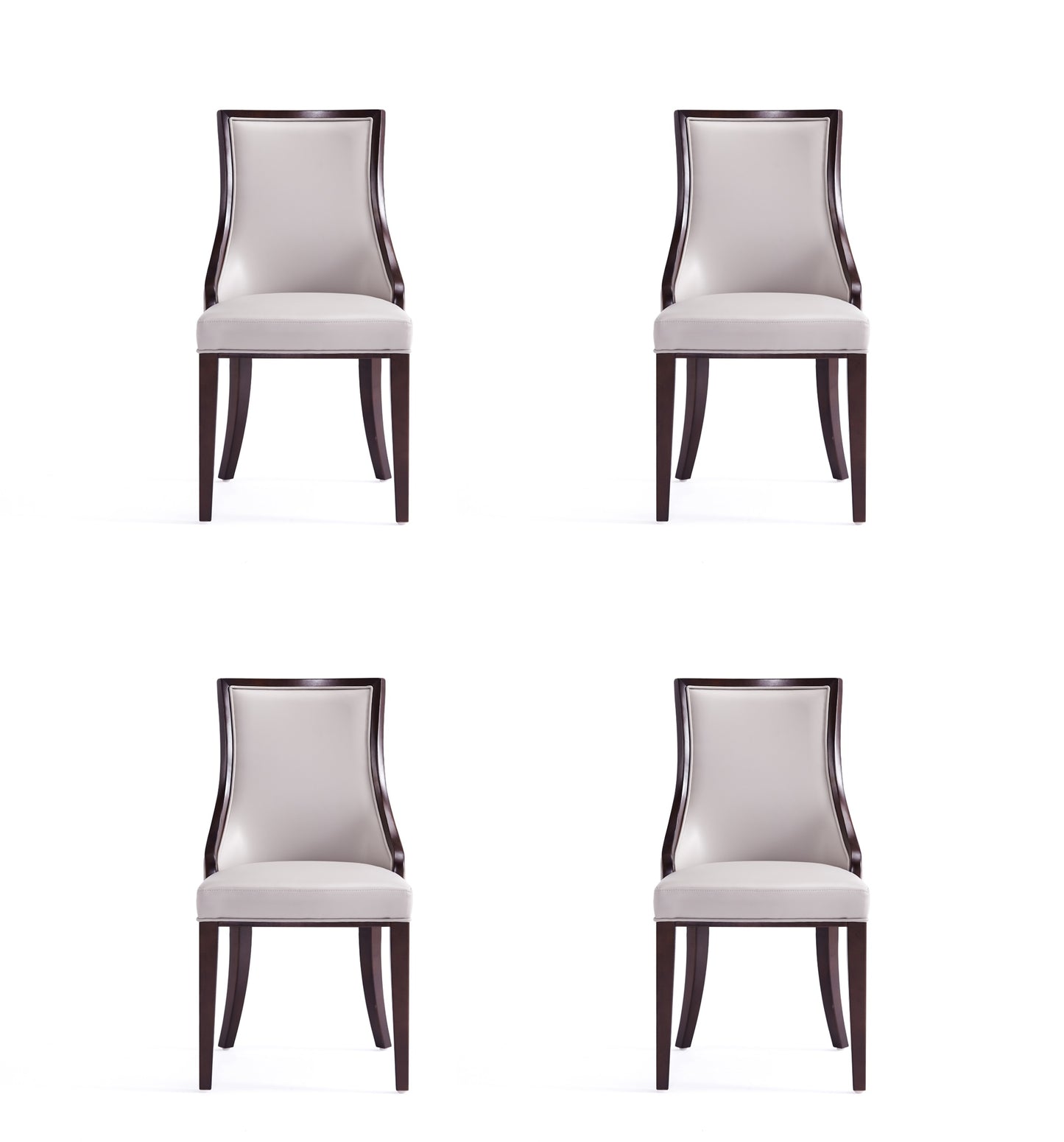 Manhattan Comfort Grand Faux Leather Dining Chairs - Set of 4 in Light Grey 2-DC048-LG