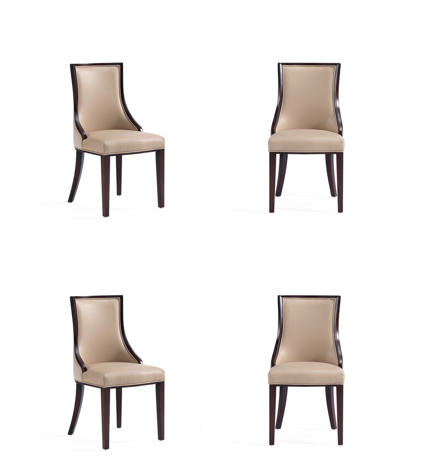 Manhattan Comfort Grand Faux Leather Dining Chair in Tan with Beech Wood Frame (Set of 4) 2-DC048-TN