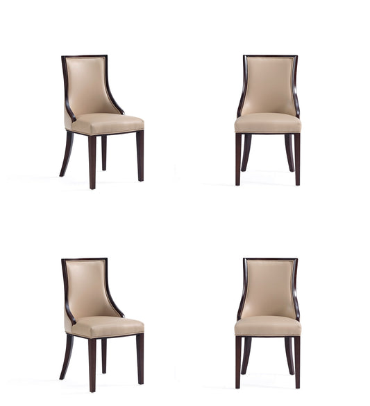 Manhattan Comfort Grand Faux Leather Dining Chair in Tan with Beech Wood Frame (Set of 4) 2-DC048-TN