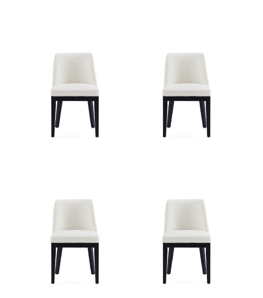 Manhattan Comfort Gansevoort Modern Faux Leather Dining Chair in Cream (Set of 4) 2-DC051-CR