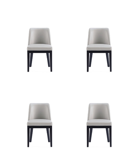 Manhattan Comfort Gansevoort Modern Faux Leather Dining Chair in Light Grey (Set of 4) 2-DC051-LG