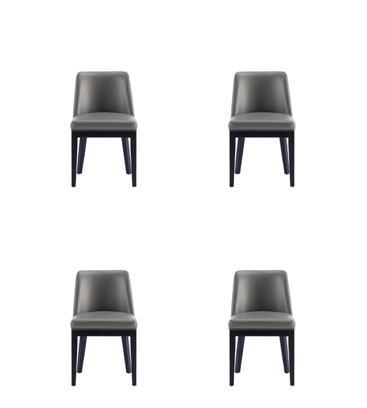 Manhattan Comfort Gansevoort Modern Faux Leather Dining Chair in Pebble Grey (Set of 4) 2-DC051-PE