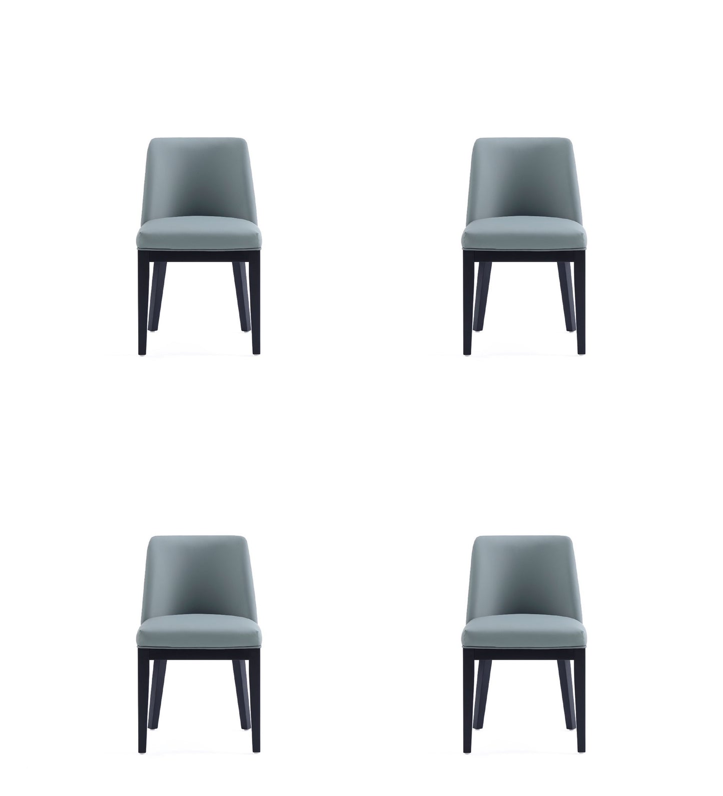 Gansevoort Modern Wood Vegan Leather Dining Chair in Pewter - Set of 4 2-DC051-PT