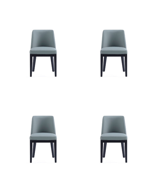 Gansevoort Modern Wood Vegan Leather Dining Chair in Pewter - Set of 4 2-DC051-PT