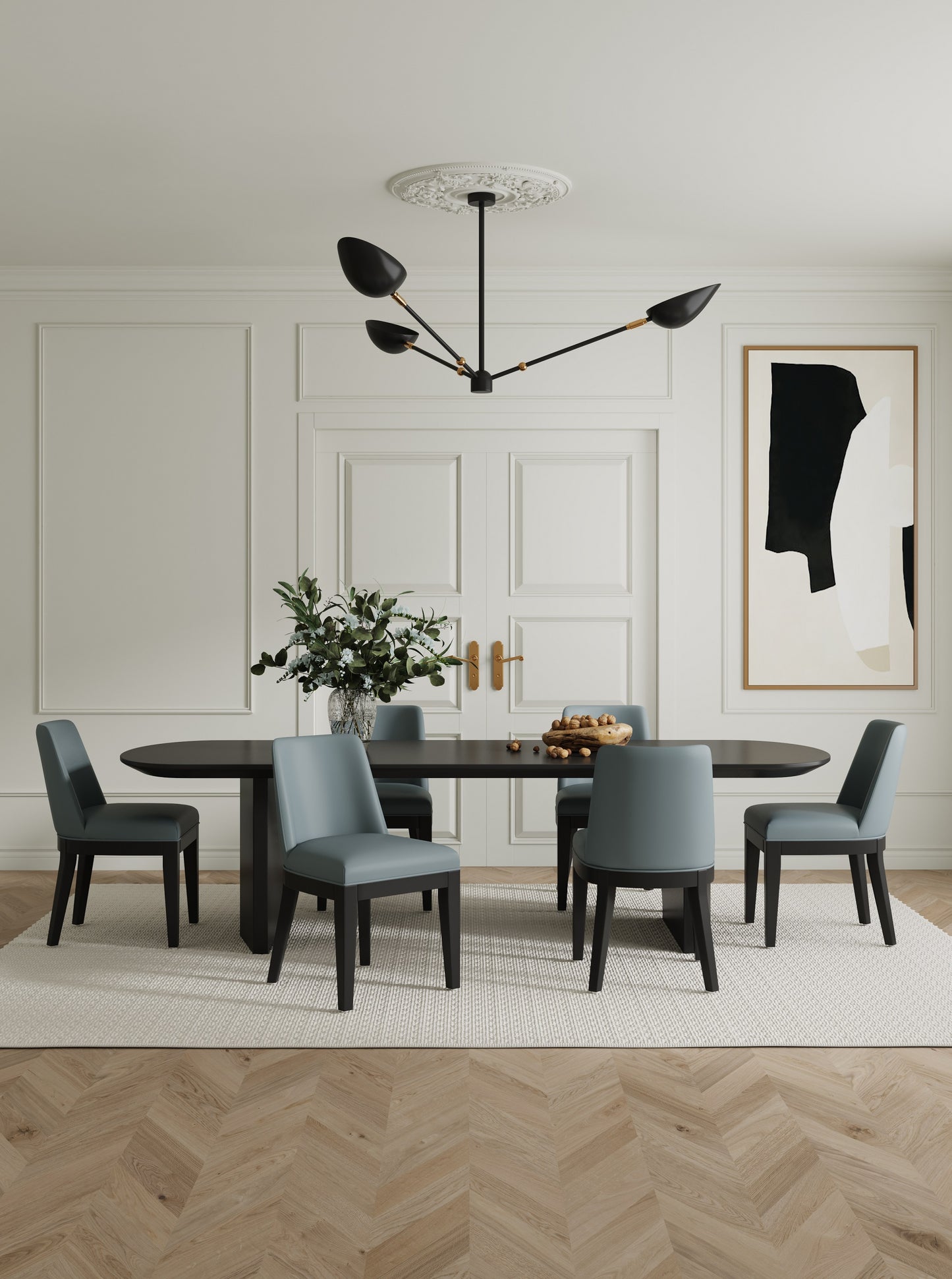 Gansevoort Modern Wood Vegan Leather Dining Chair in Pewter - Set of 4 2-DC051-PT