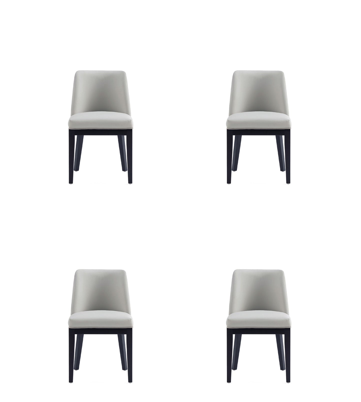 Gansevoort Modern Wood Vegan Leather Dining Chair in Stone Gray - Set of 4 2-DC051-ST