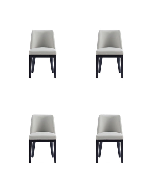 Gansevoort Modern Wood Vegan Leather Dining Chair in Stone Gray - Set of 4 2-DC051-ST