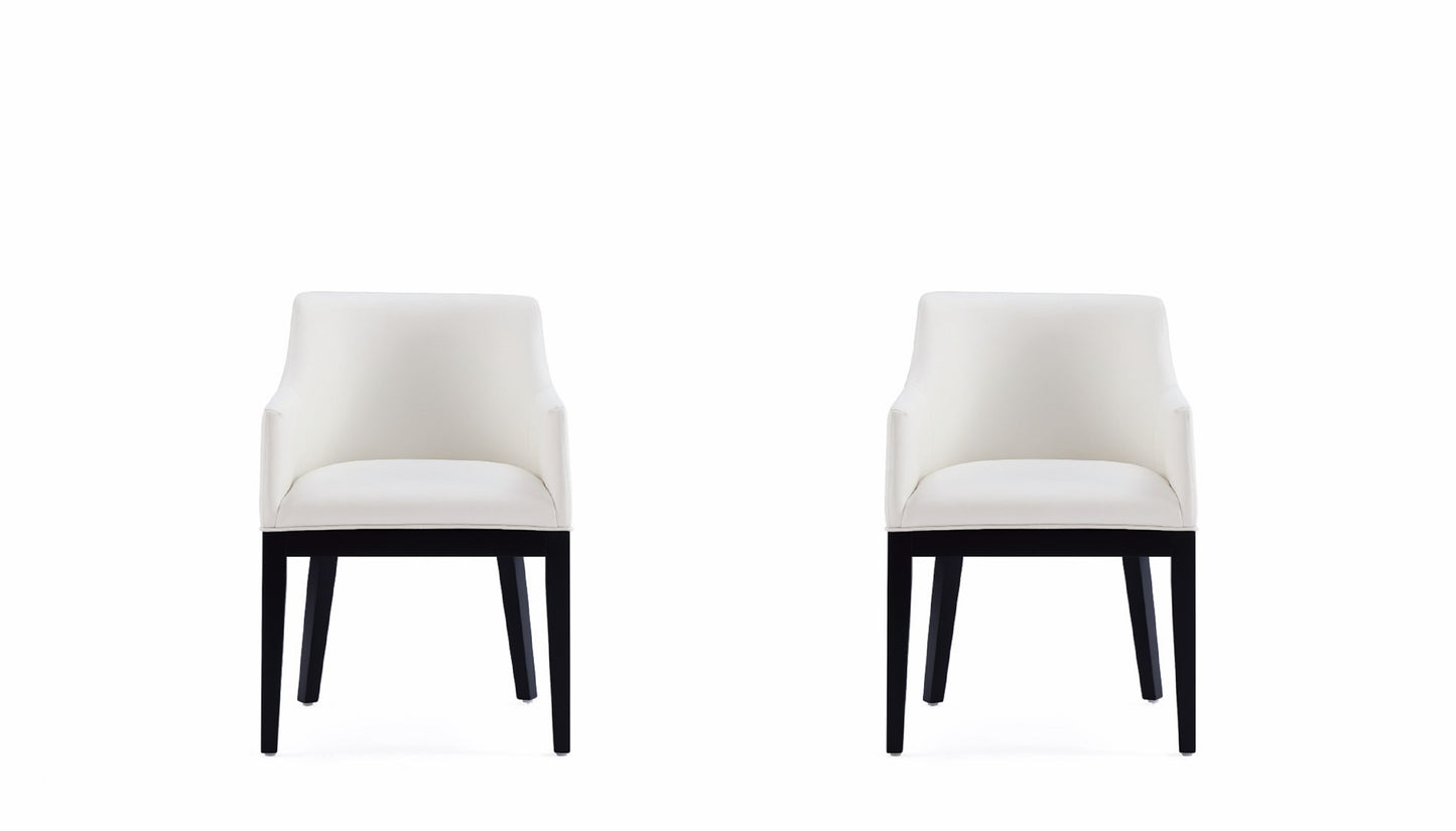 Manhattan Comfort Gansevoort Modern Faux Leather Dining Armchair in Cream (Set of 2) 2-DC051AR-CR