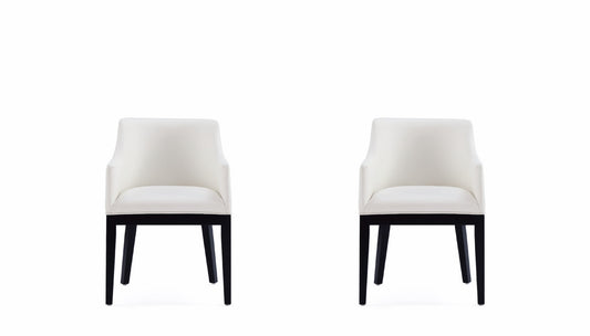 Manhattan Comfort Gansevoort Modern Faux Leather Dining Armchair in Cream (Set of 2) 2-DC051AR-CR
