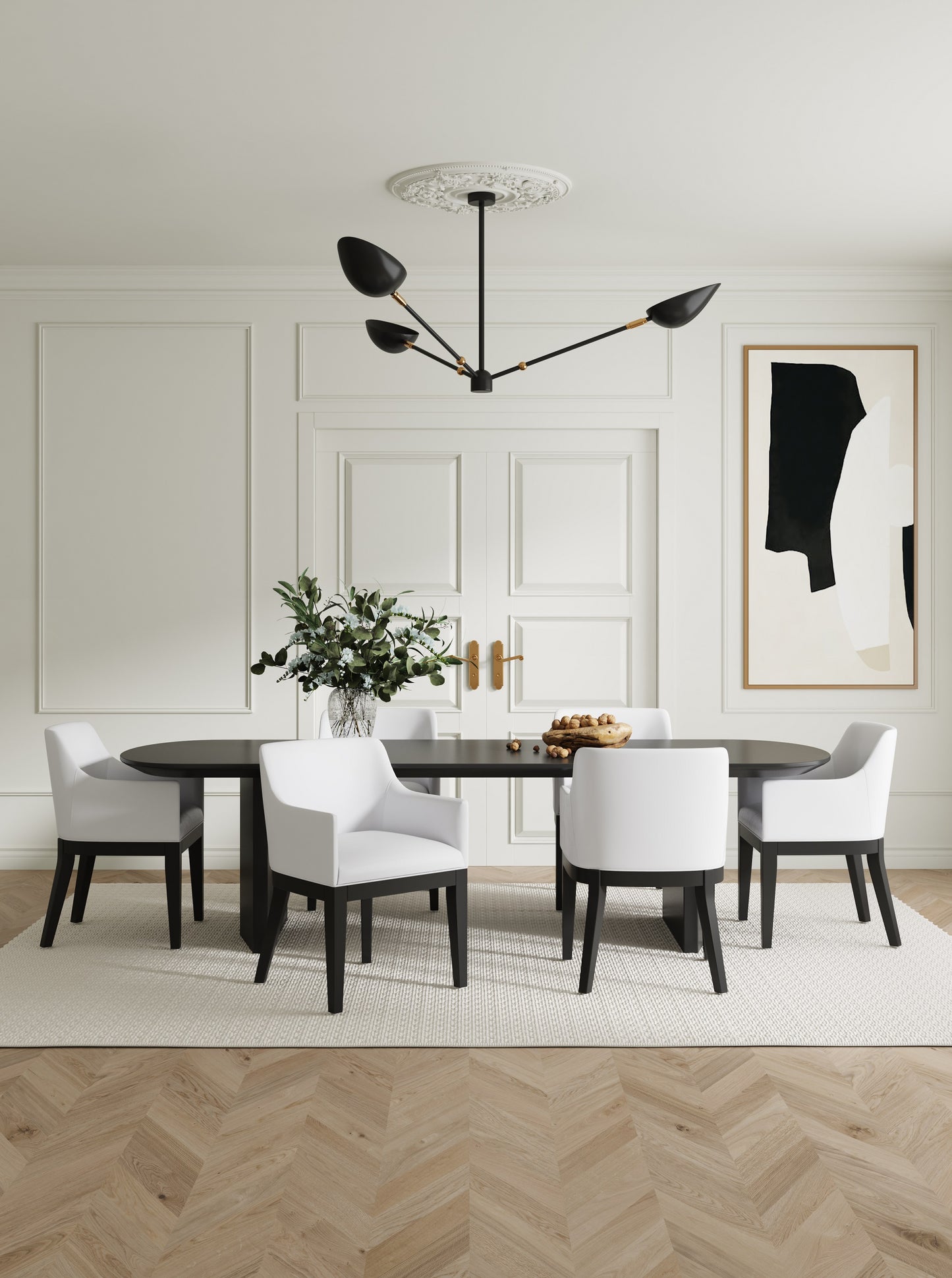 Manhattan Comfort Gansevoort Modern Faux Leather Dining Armchair in Cream (Set of 2) 2-DC051AR-CR