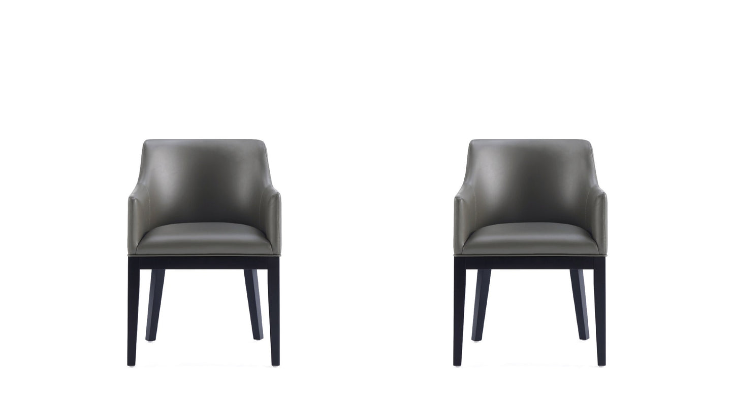 Gansevoort Modern Wood Vegan Leather Armchair in Graphite - Set of 2 2-DC051AR-PE
