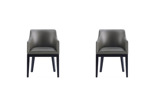 Gansevoort Modern Wood Vegan Leather Armchair in Graphite - Set of 2 2-DC051AR-PE