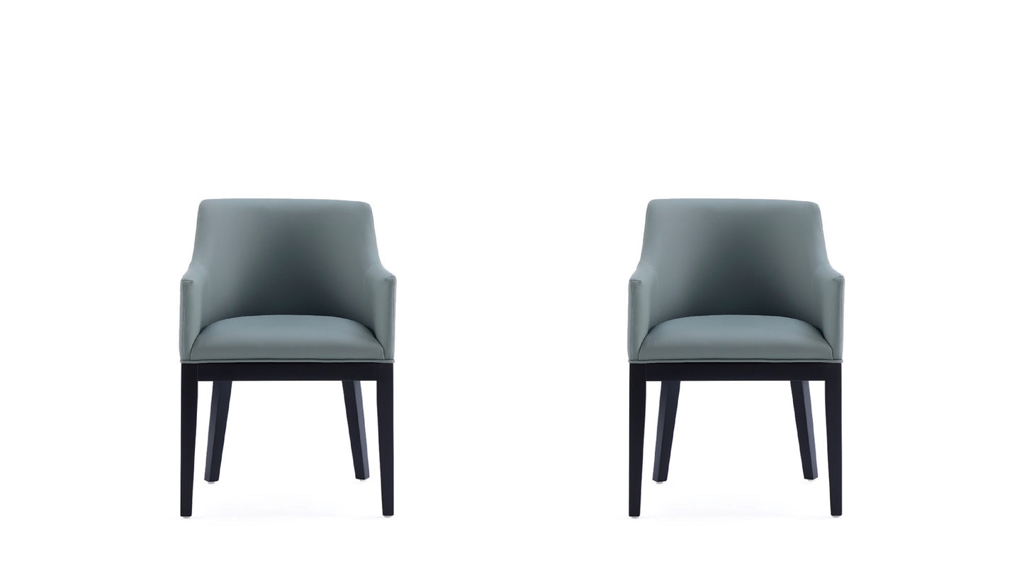 Gansevoort Modern Wood Vegan Leather Armchair in Pewter - Set of 2 2-DC051AR-PT