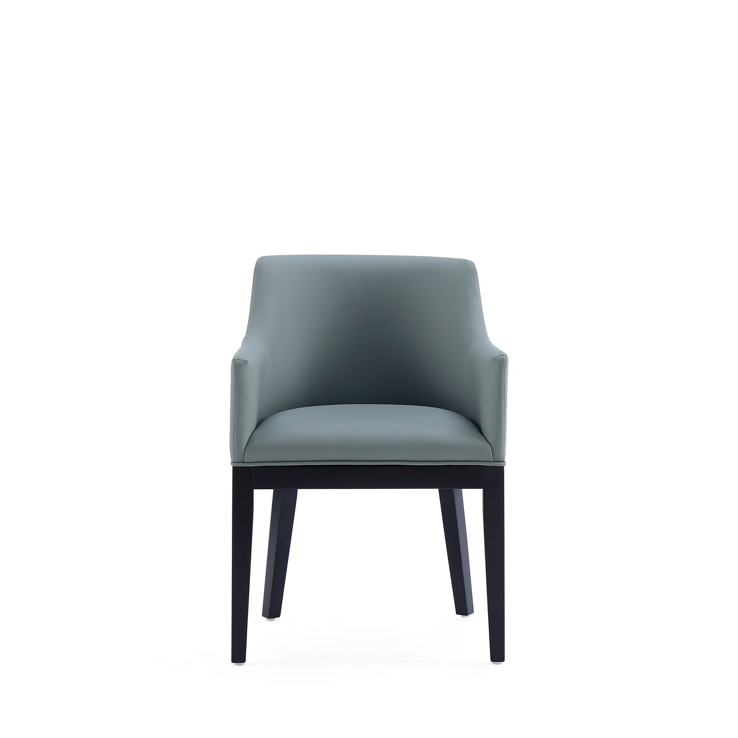 Gansevoort Modern Wood Vegan Leather Armchair in Pewter - Set of 2 2-DC051AR-PT