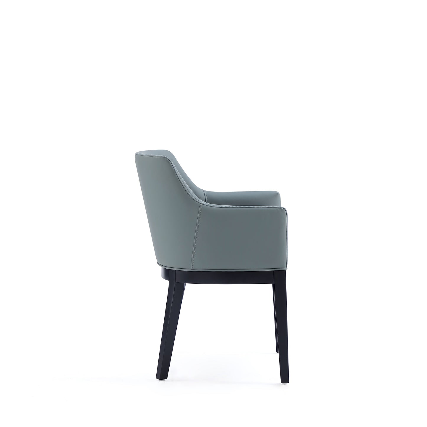 Gansevoort Modern Wood Vegan Leather Armchair in Pewter - Set of 2 2-DC051AR-PT