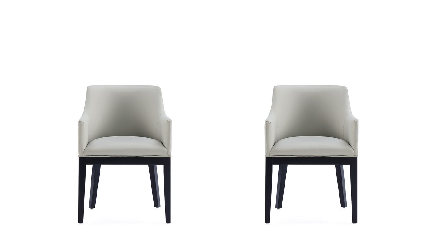 Gansevoort Modern Wood Vegan Leather Armchair in Stone Gray - Set of 2 2-DC051AR-ST