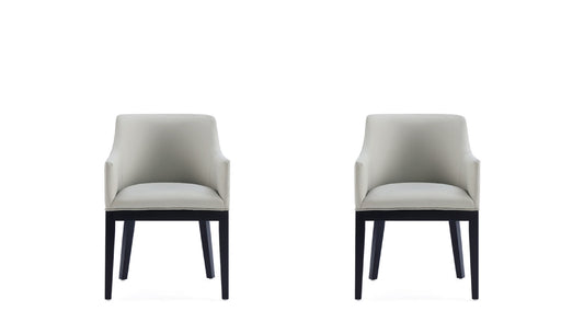 Gansevoort Modern Wood Vegan Leather Armchair in Stone Gray - Set of 2 2-DC051AR-ST