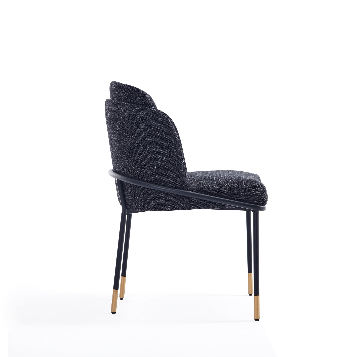 Manhattan Comfort Flor Fabric Dining Chair - Set of 2 in Black 2-DC052-BK