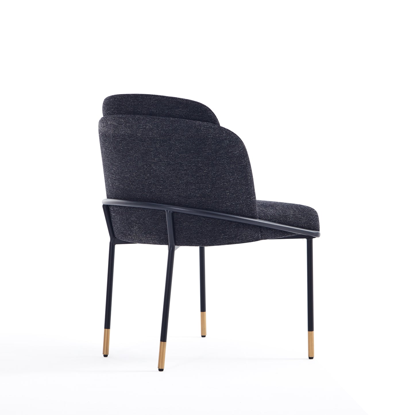 Manhattan Comfort Flor Fabric Dining Chair - Set of 2 in Black 2-DC052-BK