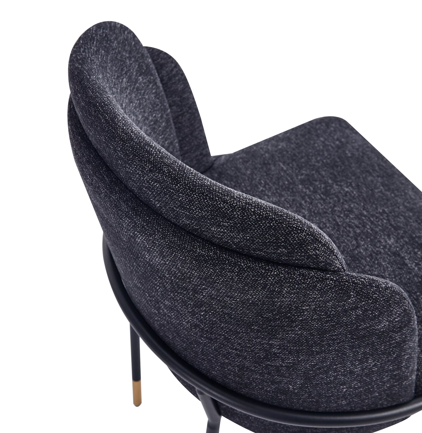 Manhattan Comfort Flor Fabric Dining Chair - Set of 2 in Black 2-DC052-BK