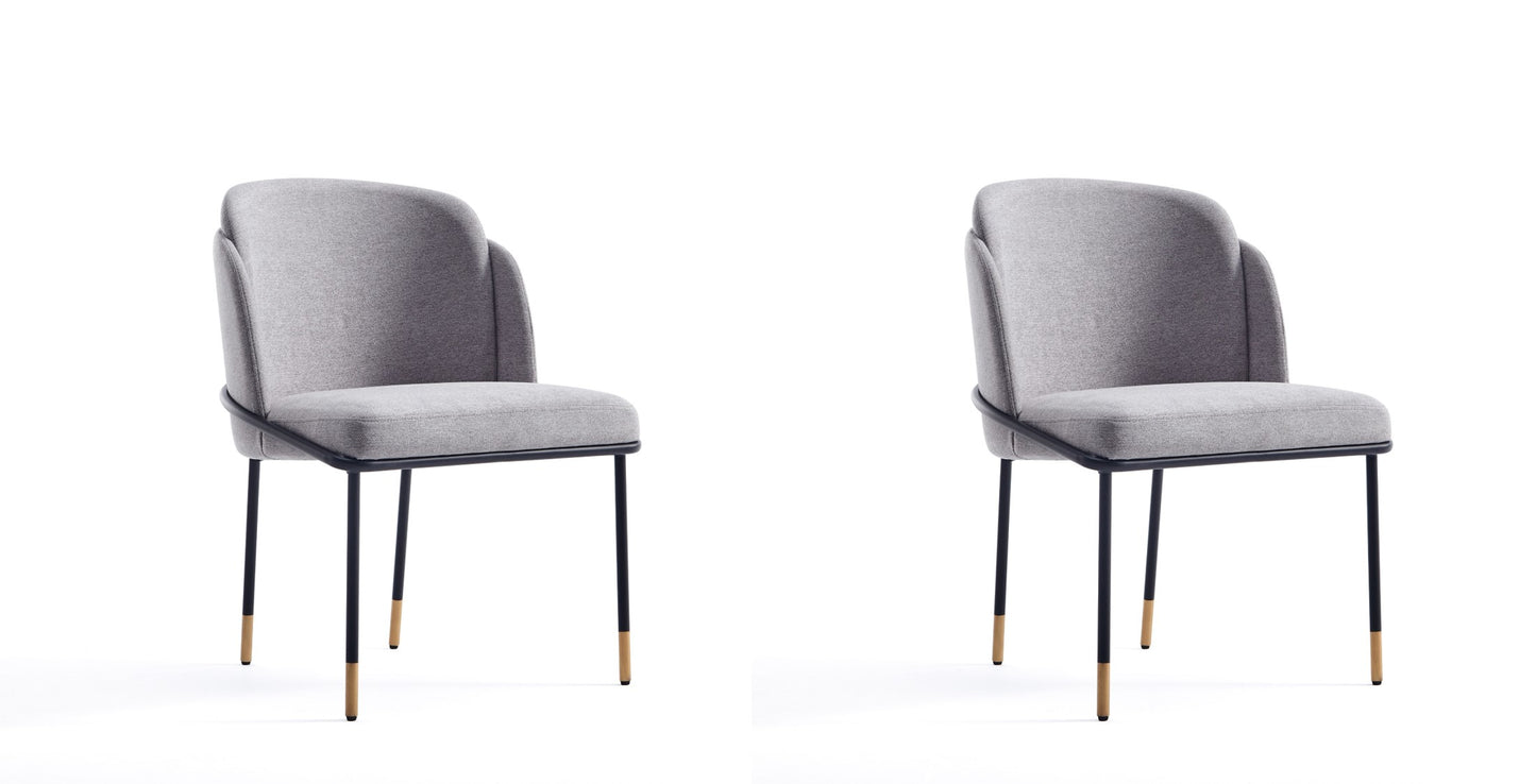 Flor Modern Metal Twill Weave Dining Chair in Gray - Set of 2 2-DC052-GY