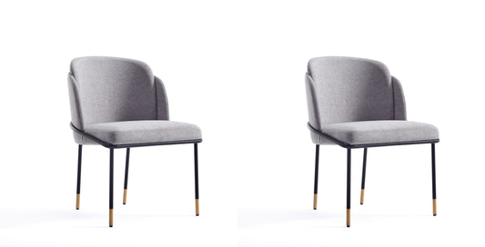 Flor Modern Metal Twill Weave Dining Chair in Gray - Set of 2 2-DC052-GY