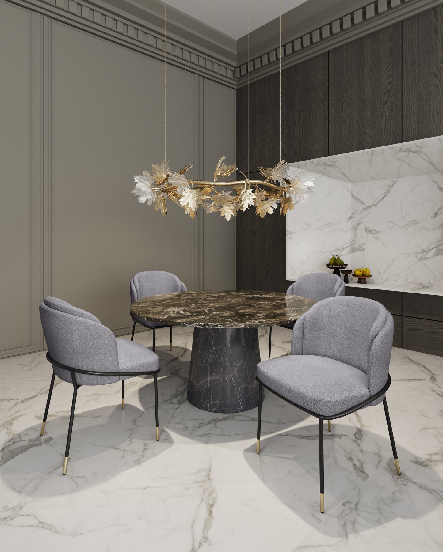 Flor Modern Metal Twill Weave Dining Chair in Gray - Set of 2 2-DC052-GY