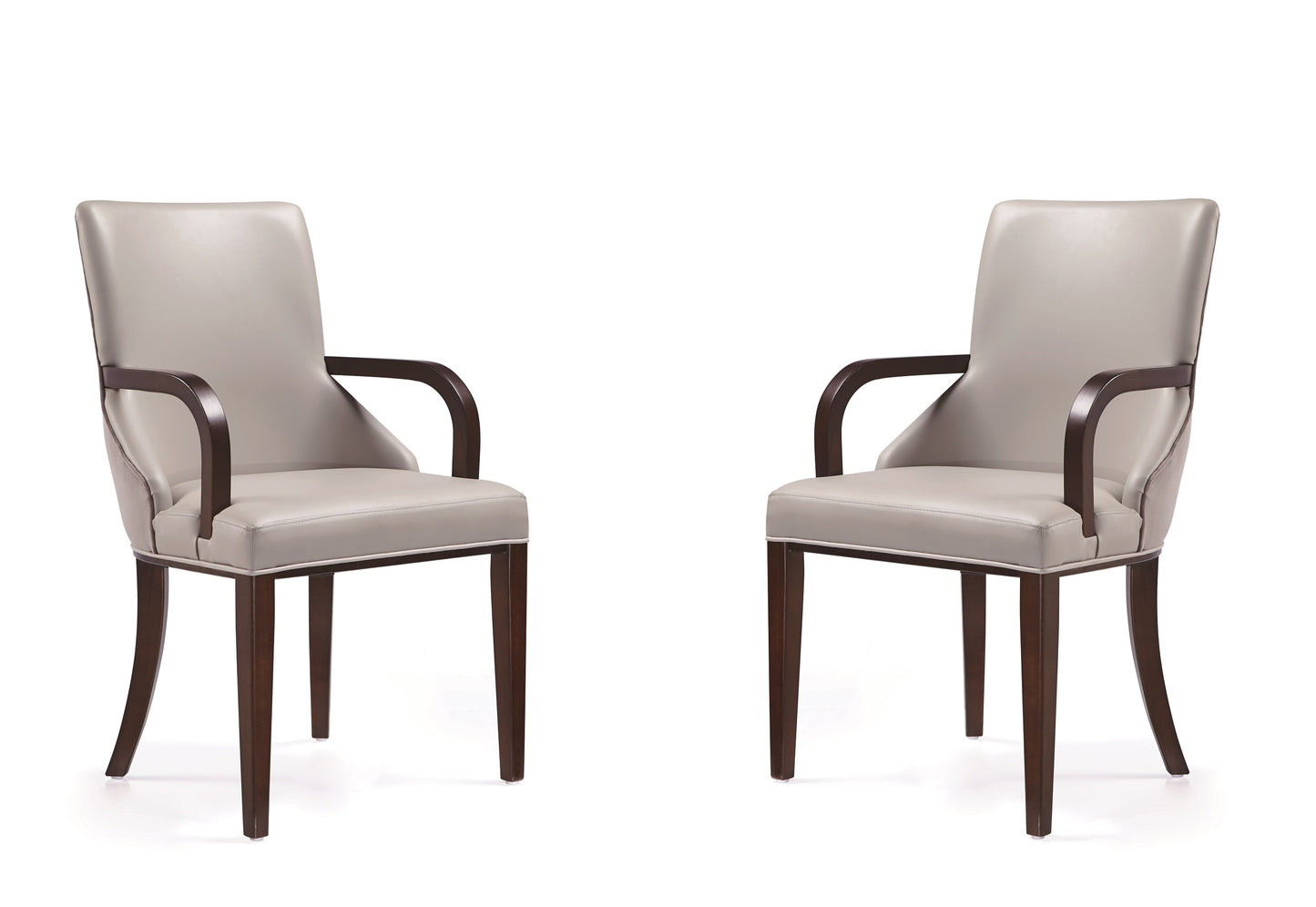 Manhattan Comfort Shubert Modern Faux Leather and Velvet Dining Armchair in Light Grey (Set of 2) 2-DC055AR-LG