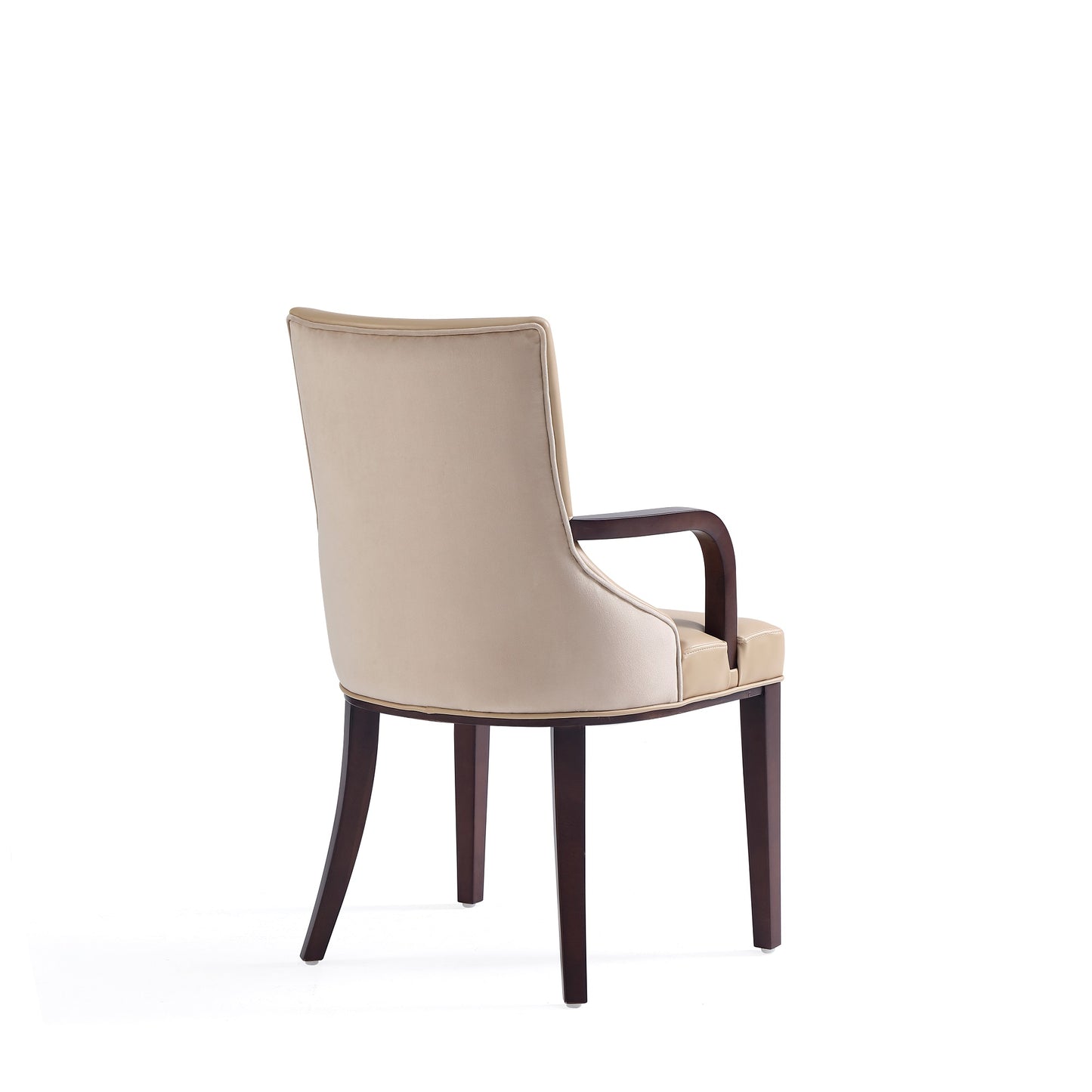 Shubert Modern Wood Vegan Leather and Velvet Armchair in Tan - Set of 2 2-DC055AR-TN