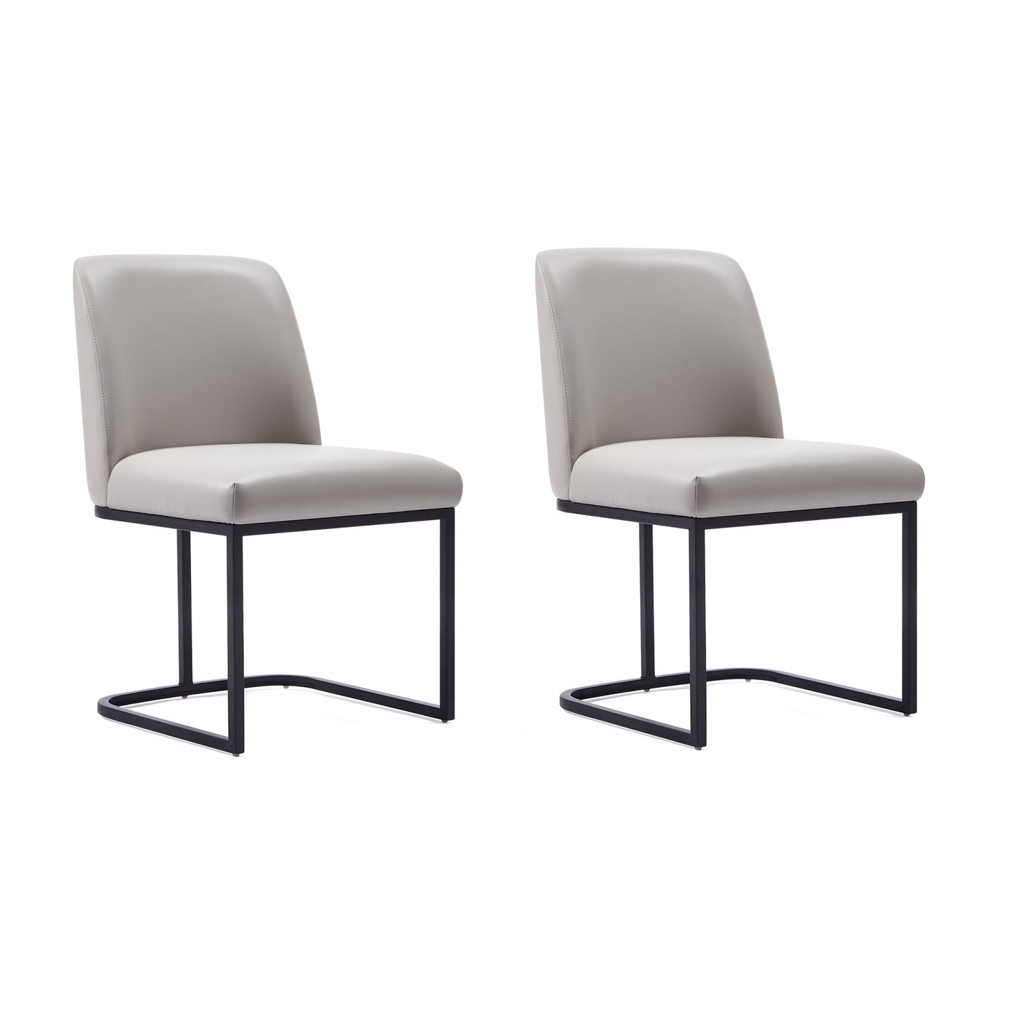 Serena Modern Metal Vegan Leather Dining Chair in Light Gray - Set of 2 2-DC056-LG