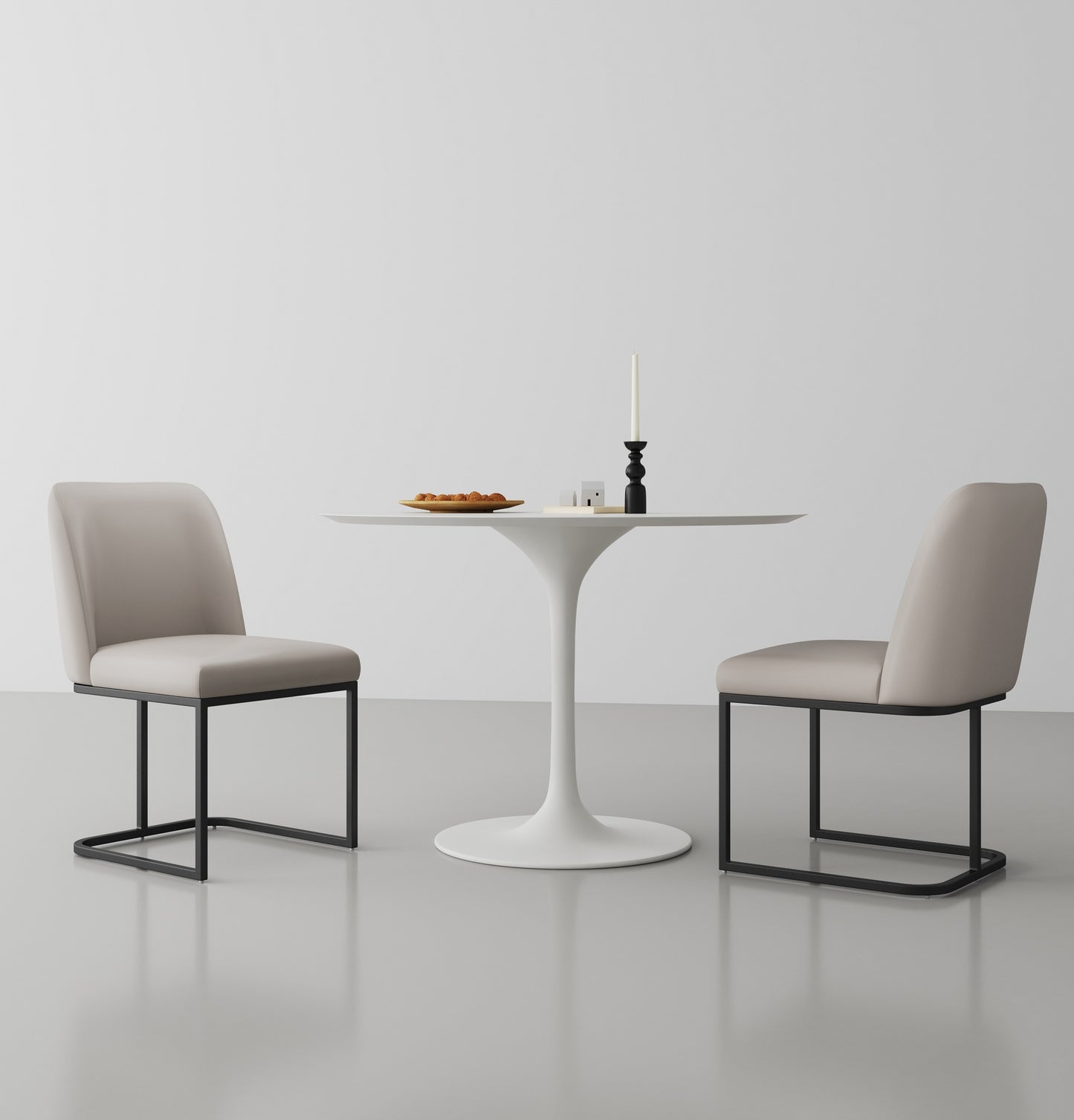 Serena Modern Metal Vegan Leather Dining Chair in Light Gray - Set of 2 2-DC056-LG