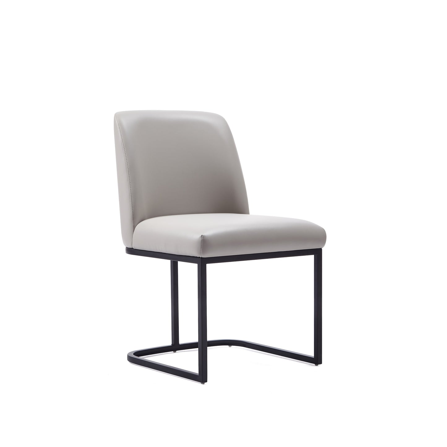 Serena Modern Metal Vegan Leather Dining Chair in Light Gray - Set of 2 2-DC056-LG