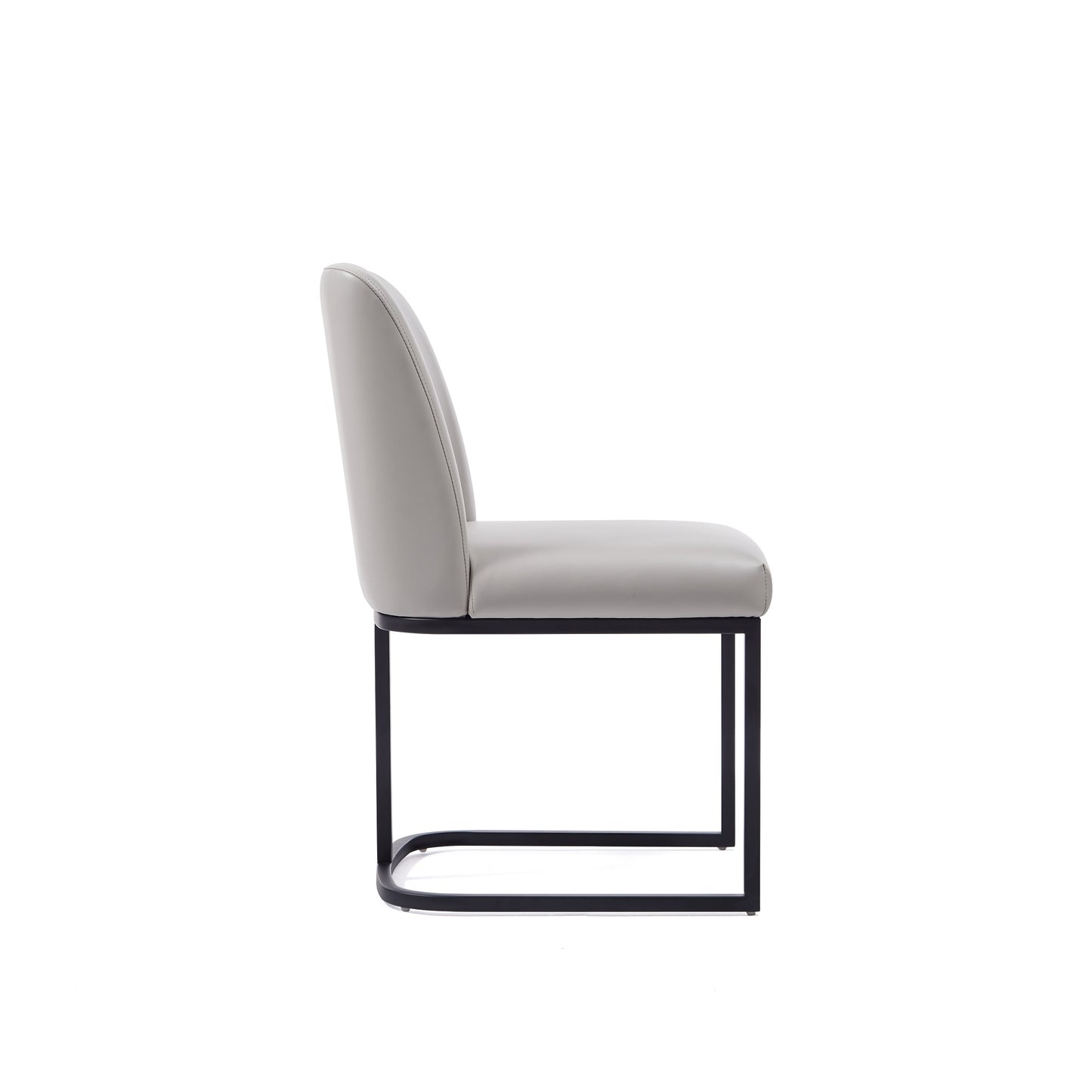 Serena Modern Metal Vegan Leather Dining Chair in Light Gray - Set of 2 2-DC056-LG