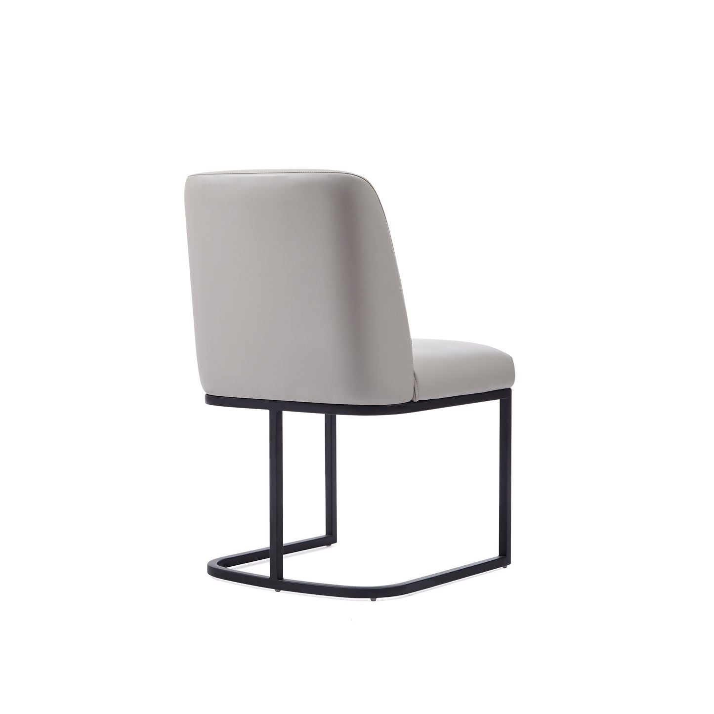 Serena Modern Metal Vegan Leather Dining Chair in Light Gray - Set of 2 2-DC056-LG