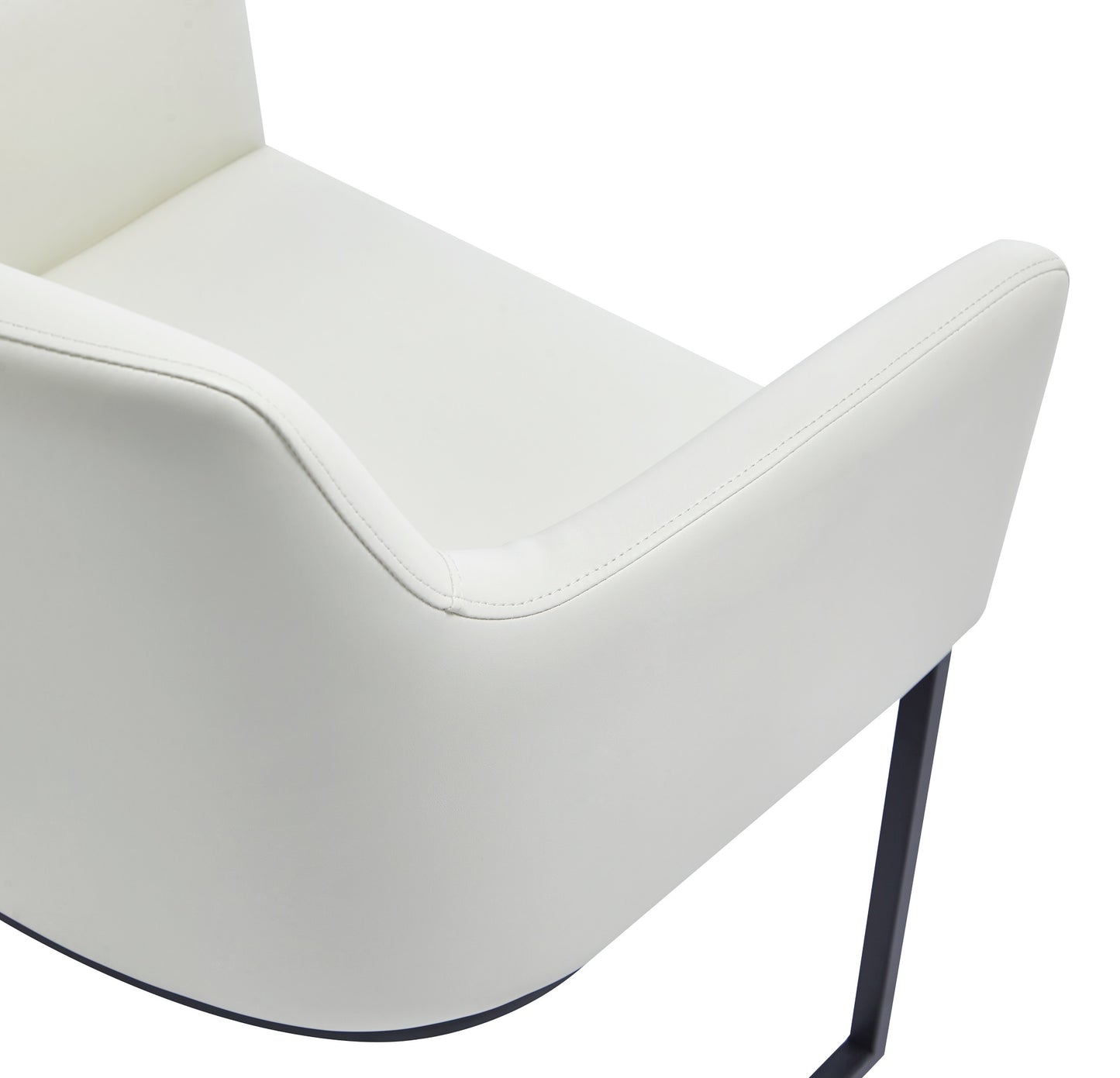 Serena Modern Metal Vegan Leather Armchair in Ivory - Set of 2 2-DC056AR-CR