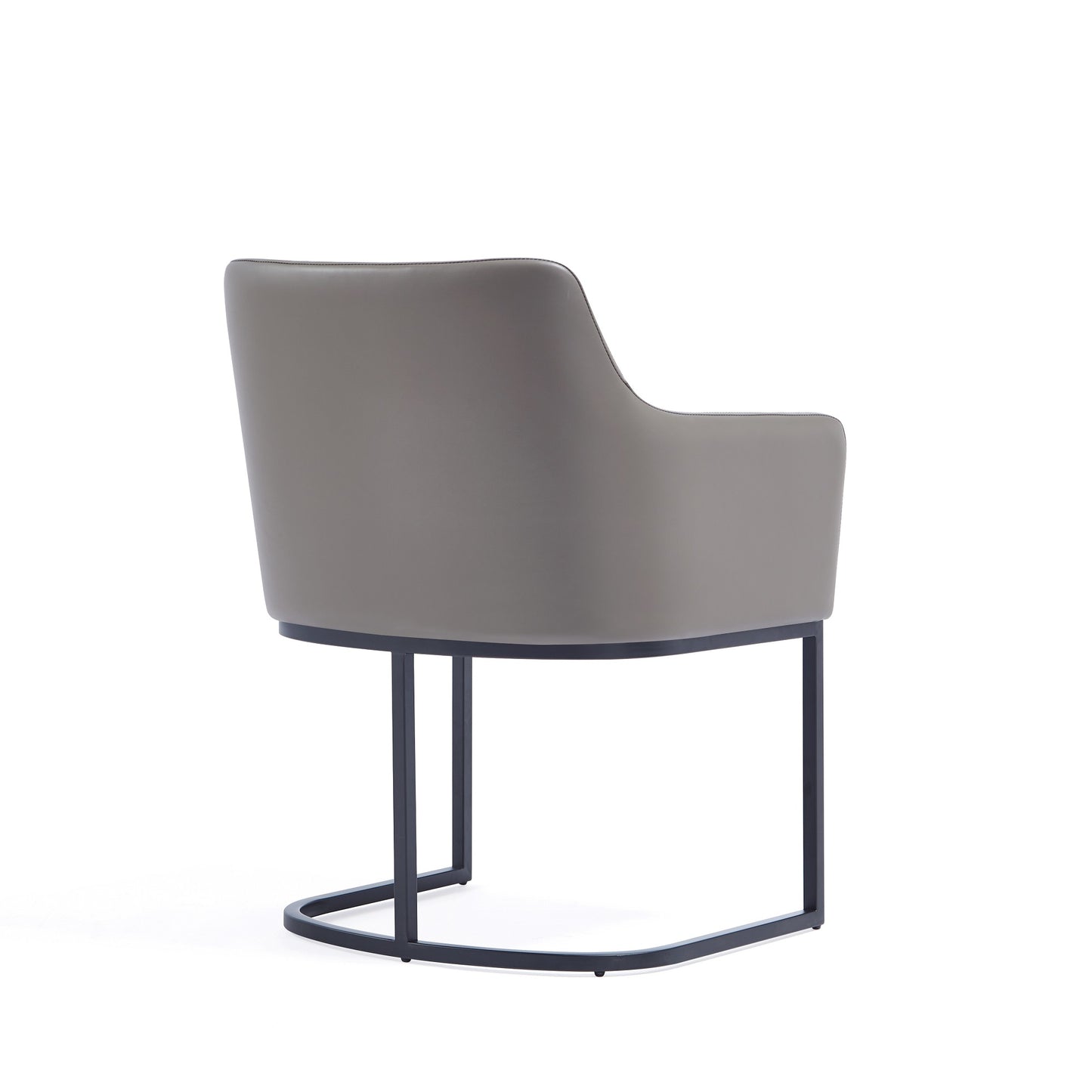 Manhattan Comfort Modern Serena Dining Armchair Upholstered in Leatherette with Steel Legs in Grey - Set of 2 2-DC056AR-GY