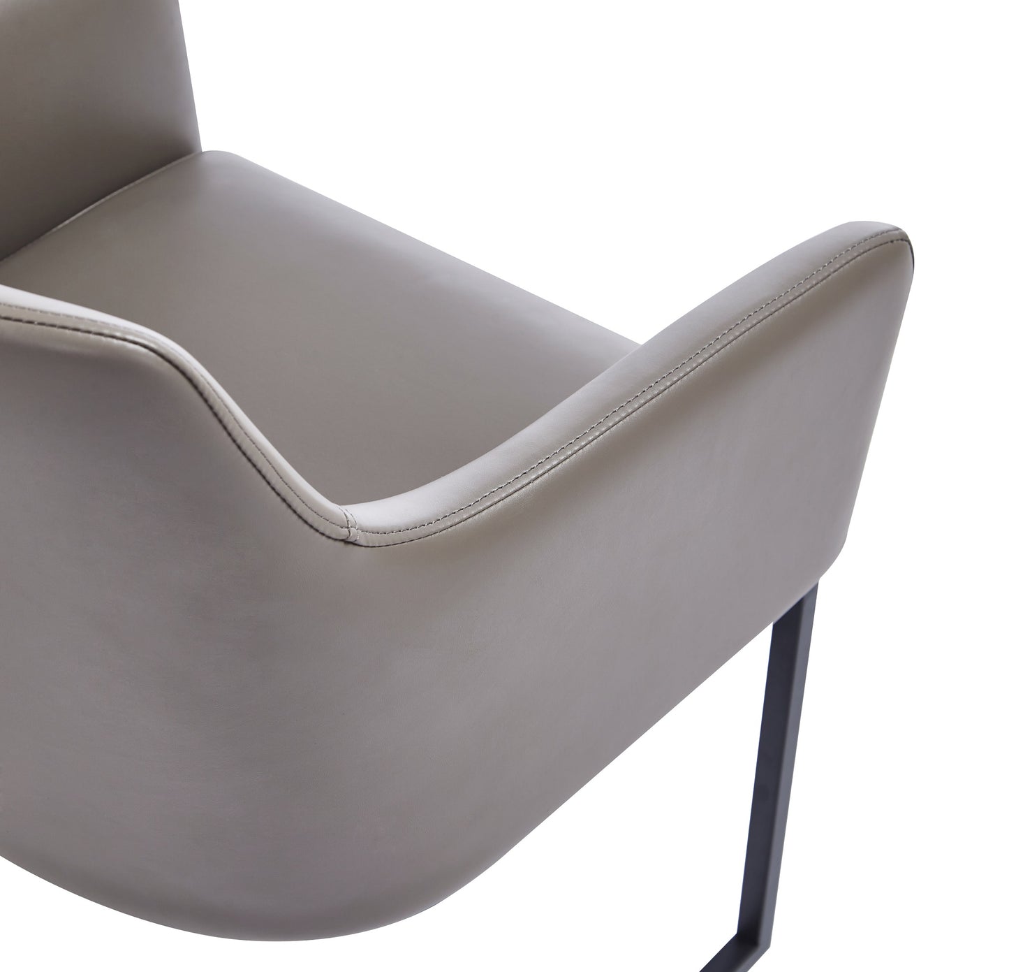 Manhattan Comfort Modern Serena Dining Armchair Upholstered in Leatherette with Steel Legs in Grey - Set of 2 2-DC056AR-GY