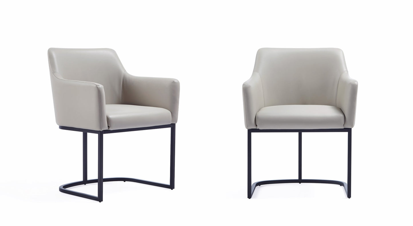 Serena Modern Metal Vegan Leather Armchair in Light Gray - Set of 2 2-DC056AR-LG