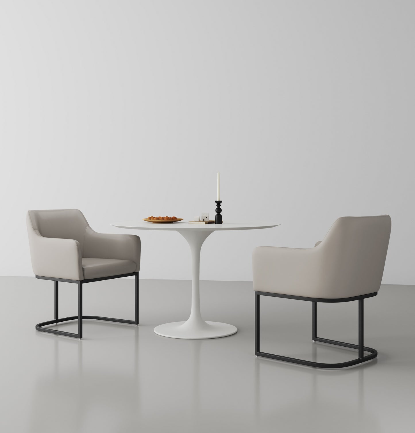 Serena Modern Metal Vegan Leather Armchair in Light Gray - Set of 2 2-DC056AR-LG