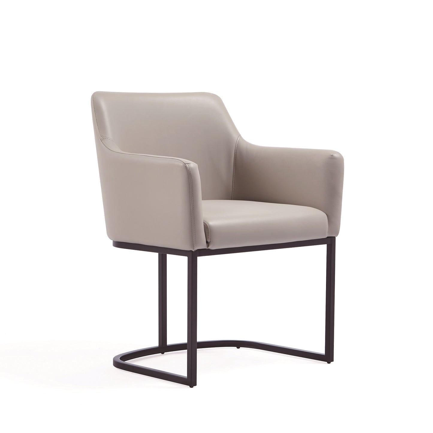 Serena Modern Metal Vegan Leather Armchair in Light Gray - Set of 2 2-DC056AR-LG