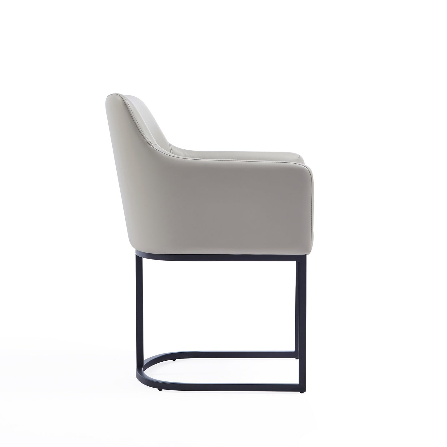 Serena Modern Metal Vegan Leather Armchair in Light Gray - Set of 2 2-DC056AR-LG