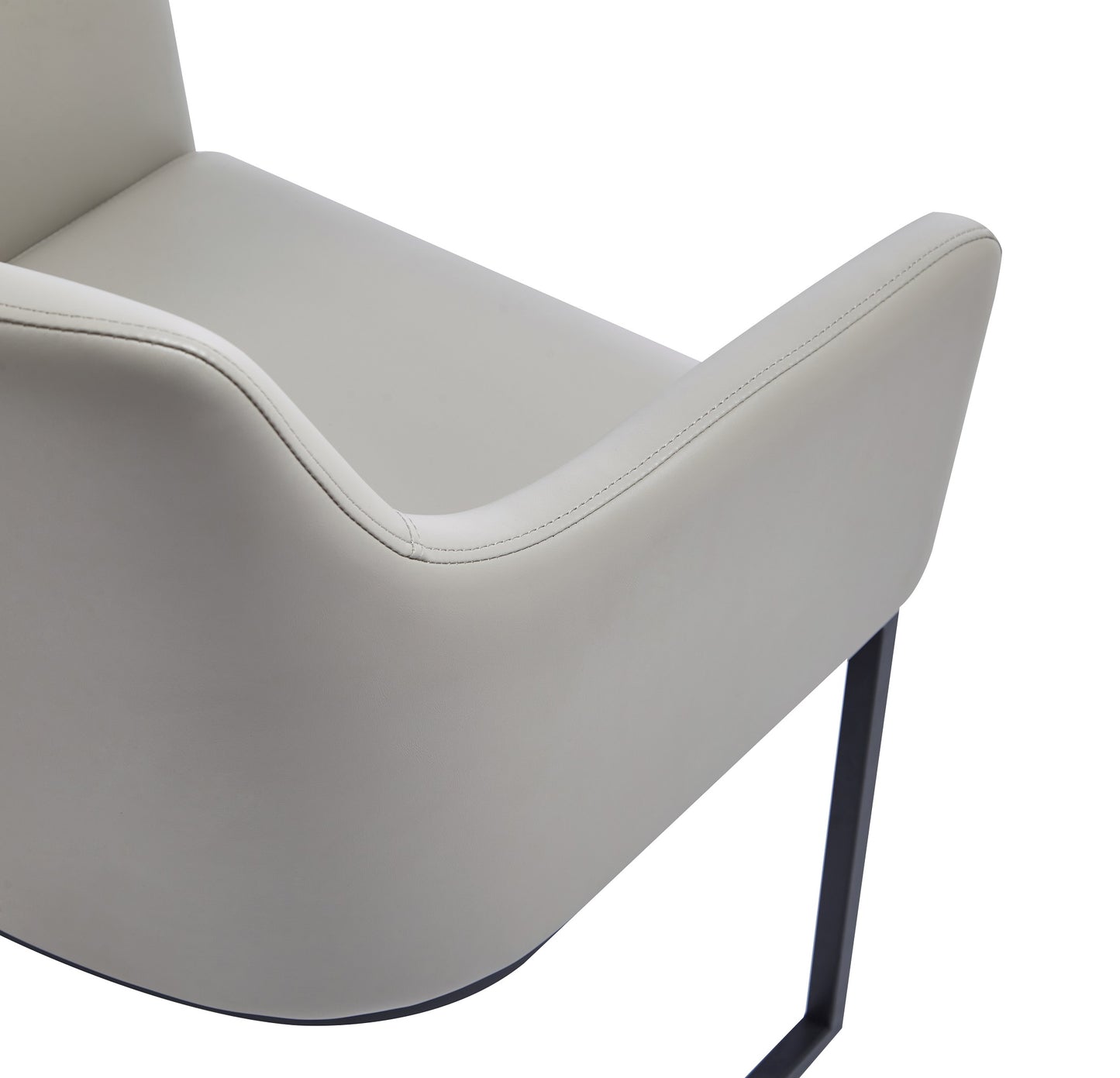 Manhattan Comfort Modern Serena Dining Armchair Upholstered in Leatherette with Steel Legs in Light Grey - Set of 2 2-DC056AR-LG